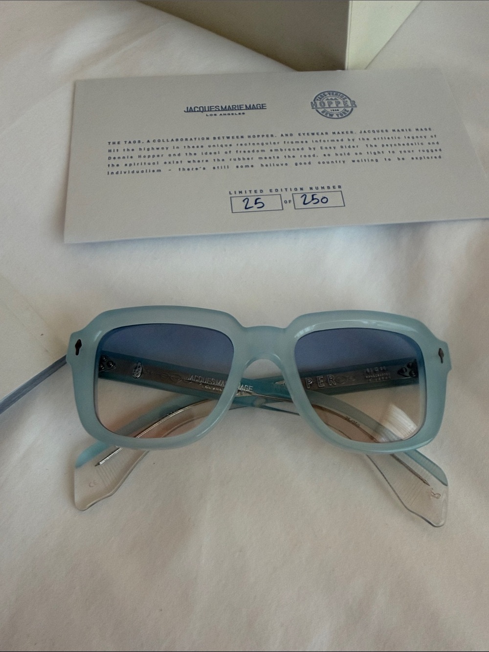 Jacques Marie Mage Taos square light blue sunglasses - Picture 6 of 7